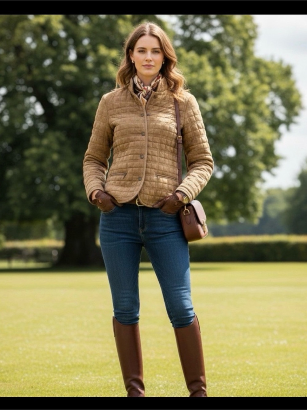 Tweeds Quilted Faux Suede Vintage Jacket M Tan Camel Equestrian Barn Coat Pocket - Picture 15 of 16
